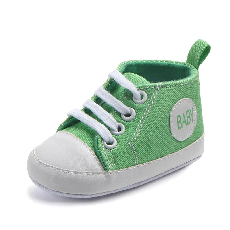 Classic canvas sports sneakers for babies with anti-slip soles in multiple colours