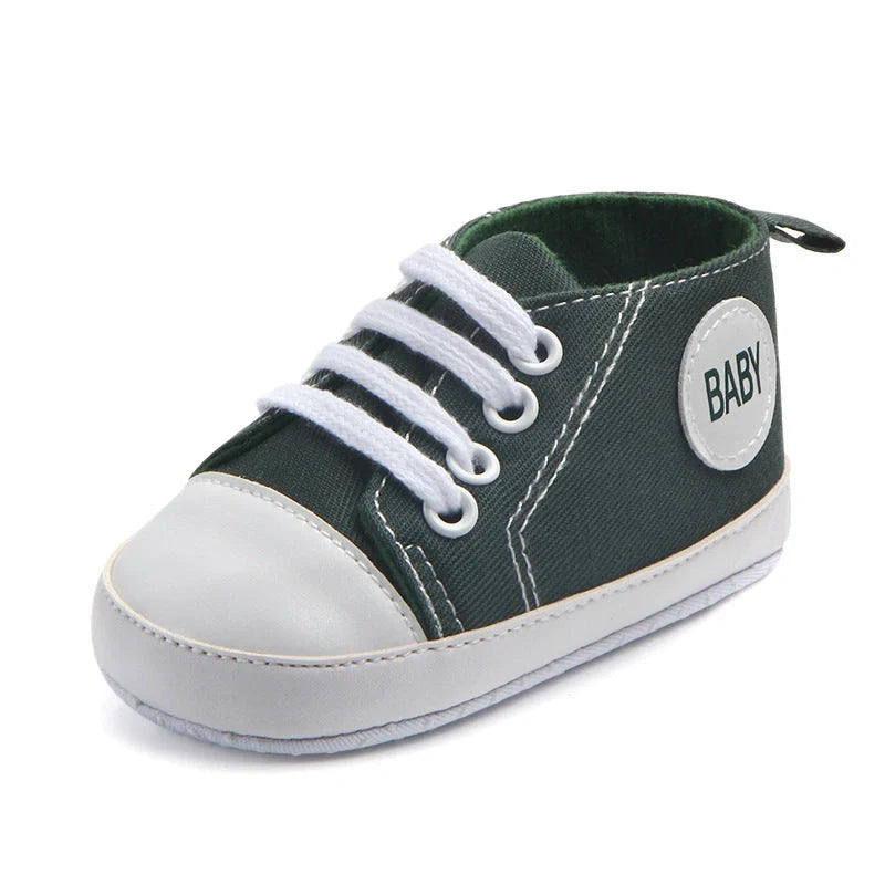 Classic canvas sports sneakers for babies with anti-slip soles in multiple colours