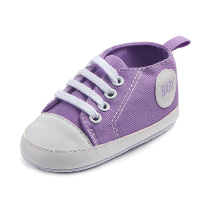 Classic canvas sports sneakers for babies with anti-slip soles in multiple colours