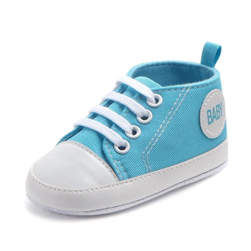 Classic canvas sports sneakers for babies with anti-slip soles in multiple colours