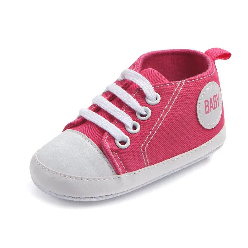 Classic canvas sports sneakers for babies with anti-slip soles in multiple colours