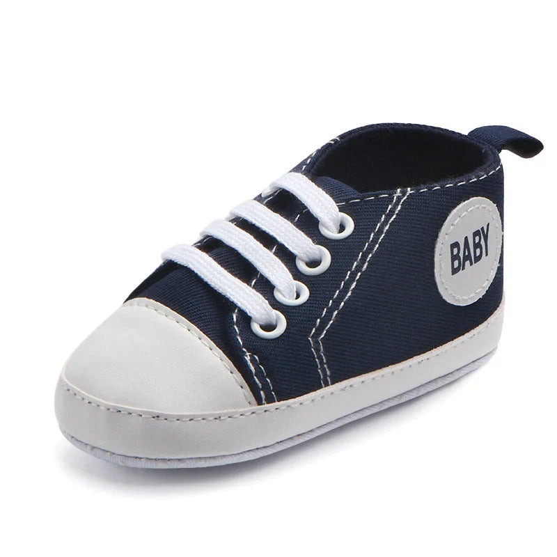 Classic canvas sports sneakers for babies with anti-slip soles in multiple colours