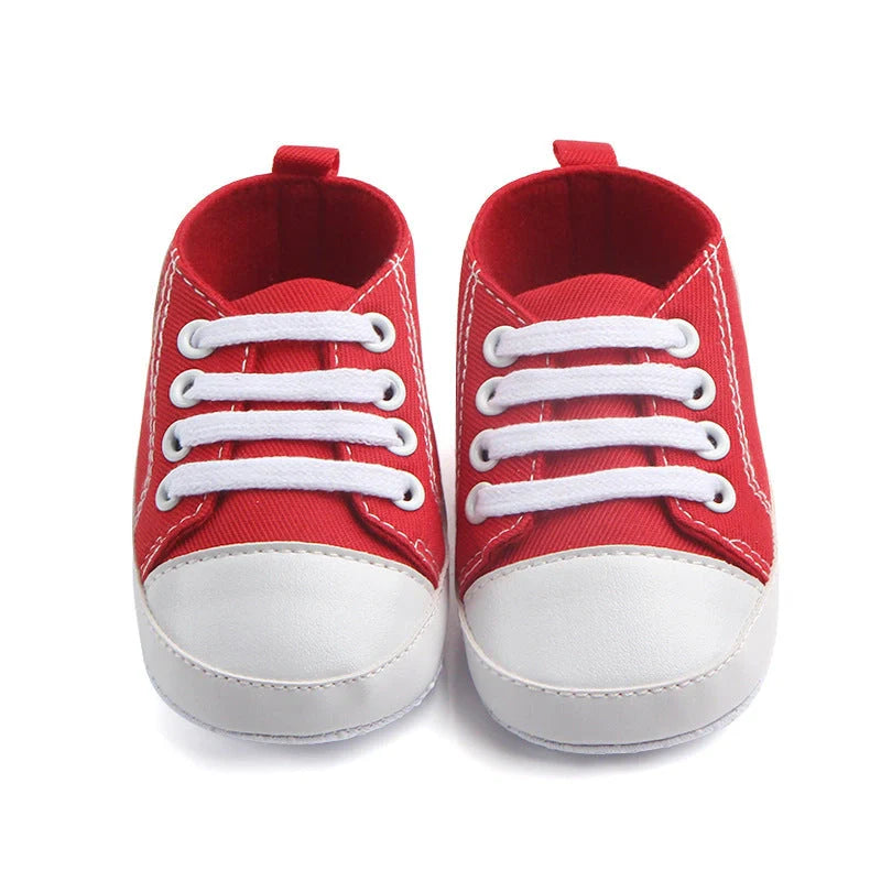 Classic canvas sports sneakers for babies with anti-slip soles in multiple colours