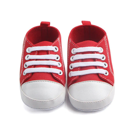 Classic canvas sports sneakers for babies with anti-slip soles in multiple colours