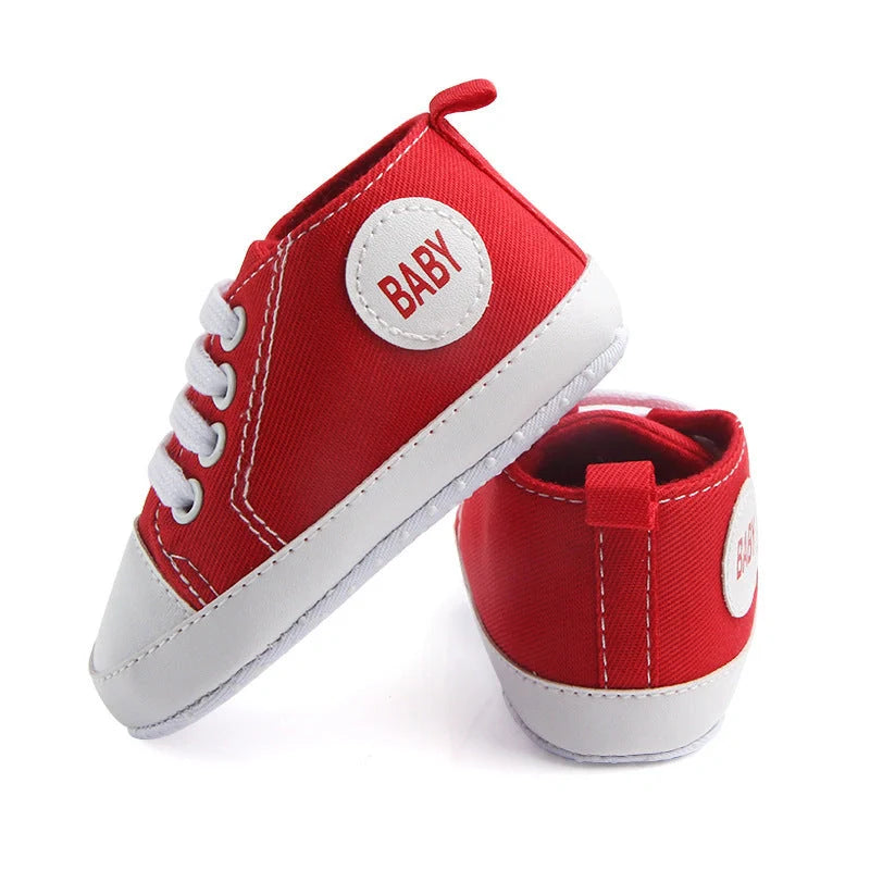 Classic canvas sports sneakers for babies with anti-slip soles in multiple colours