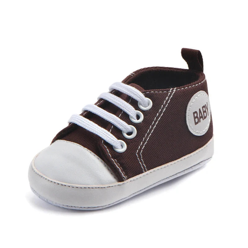 Classic canvas sports sneakers for babies with anti-slip soles in multiple colours