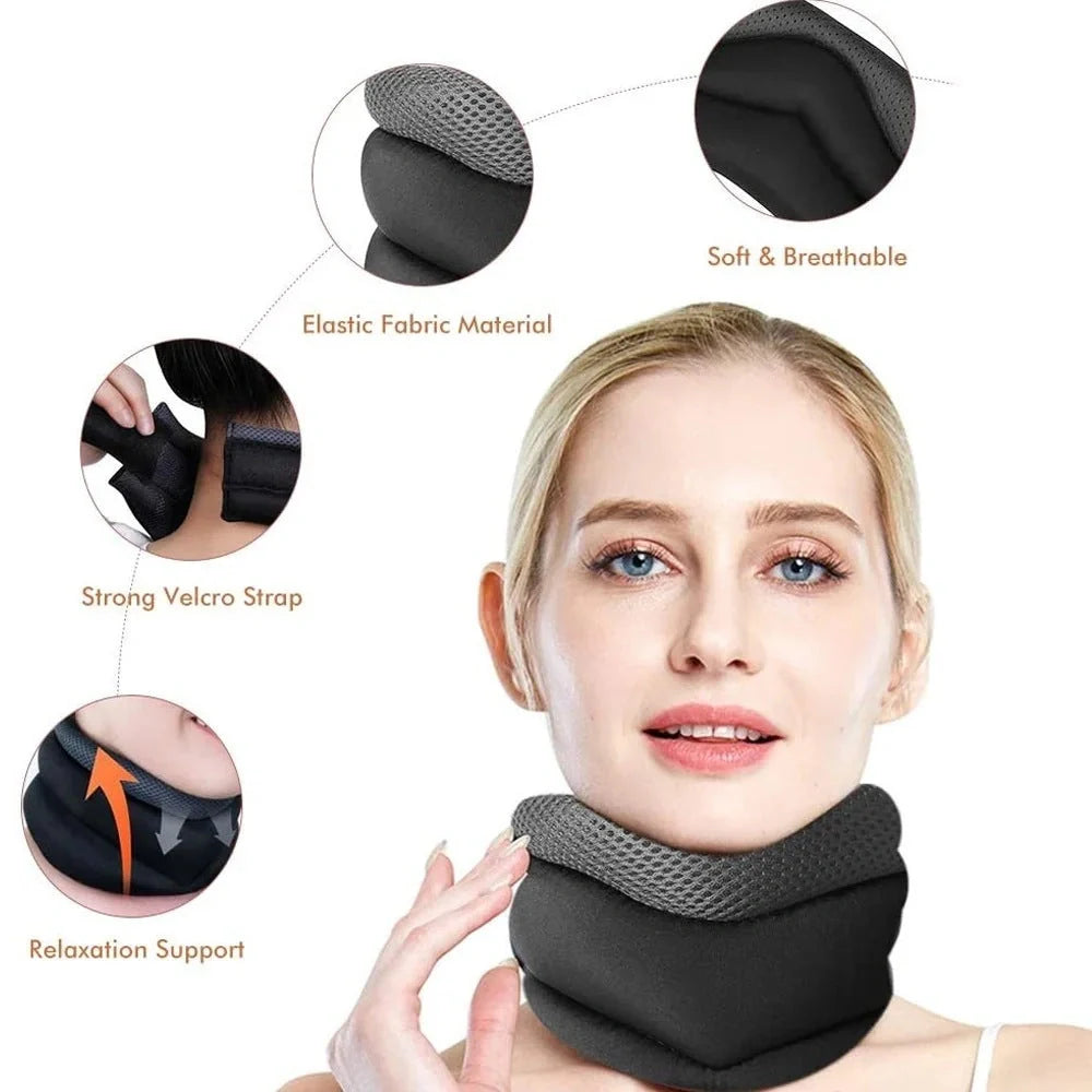 Adjustable foam cervical collar for neck pain relief and spinal support