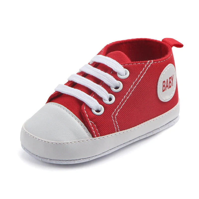 Classic canvas sports sneakers for babies with anti-slip soles in multiple colours