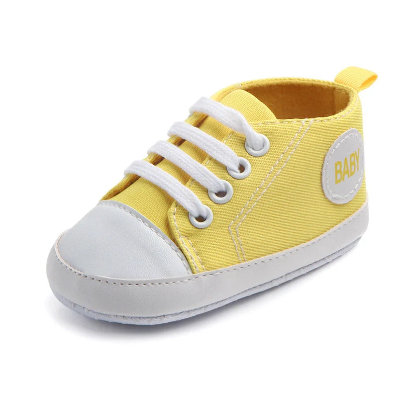 Classic canvas sports sneakers for babies with anti-slip soles in multiple colours