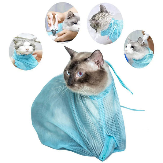 Adjustable polyester cat grooming bag for washing and nail trimming