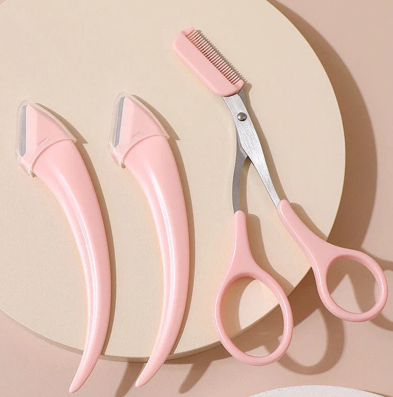 Stainless steel eyebrow trimming knife with comb for precise grooming