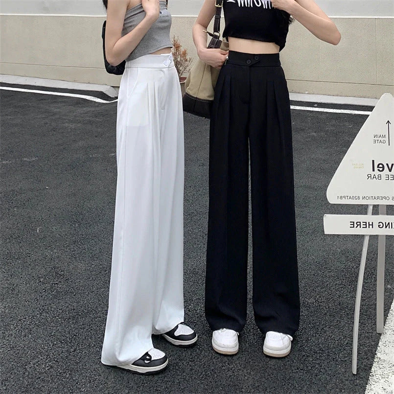 Women's high waist loose drape suit wide leg pants in various colours