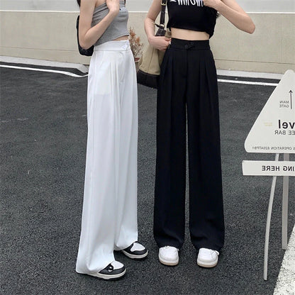 Women's high waist loose drape suit wide leg pants in various colours