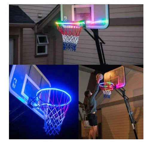 Induction Color Changing Basketball Frame Light attached to a hoop with LED illumination