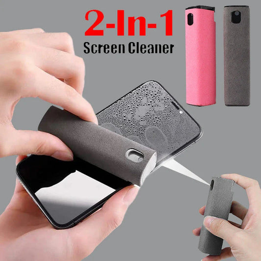 All-in-One Portable Screen Cleaner with Microfiber Wipe and Refillable Cleaning Solution