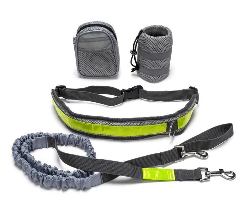 Adjustable hands-free dog leash with waist bag in various colours