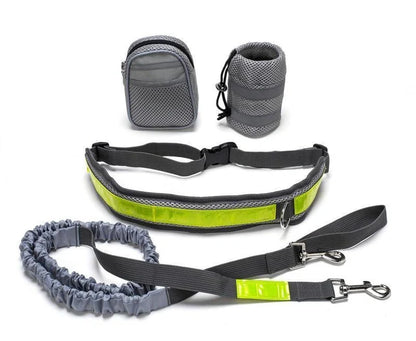 Adjustable hands-free dog leash with waist bag in various colours