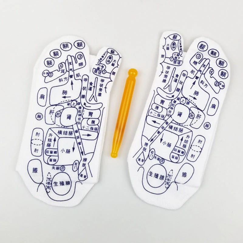 Reflexology socks with acupressure points for therapeutic foot massage