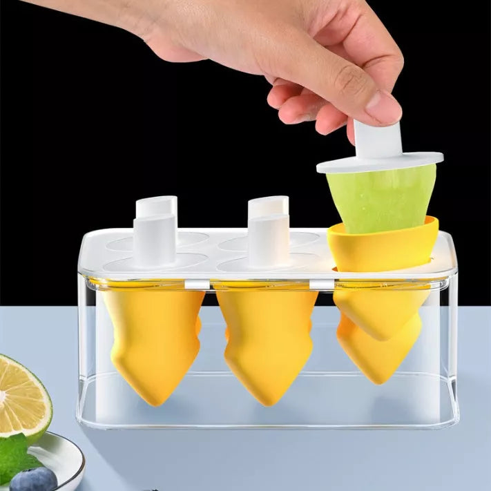 Summer Homemade Ice Cream Popsicle Box Silicone Cube Mold in green or yellow