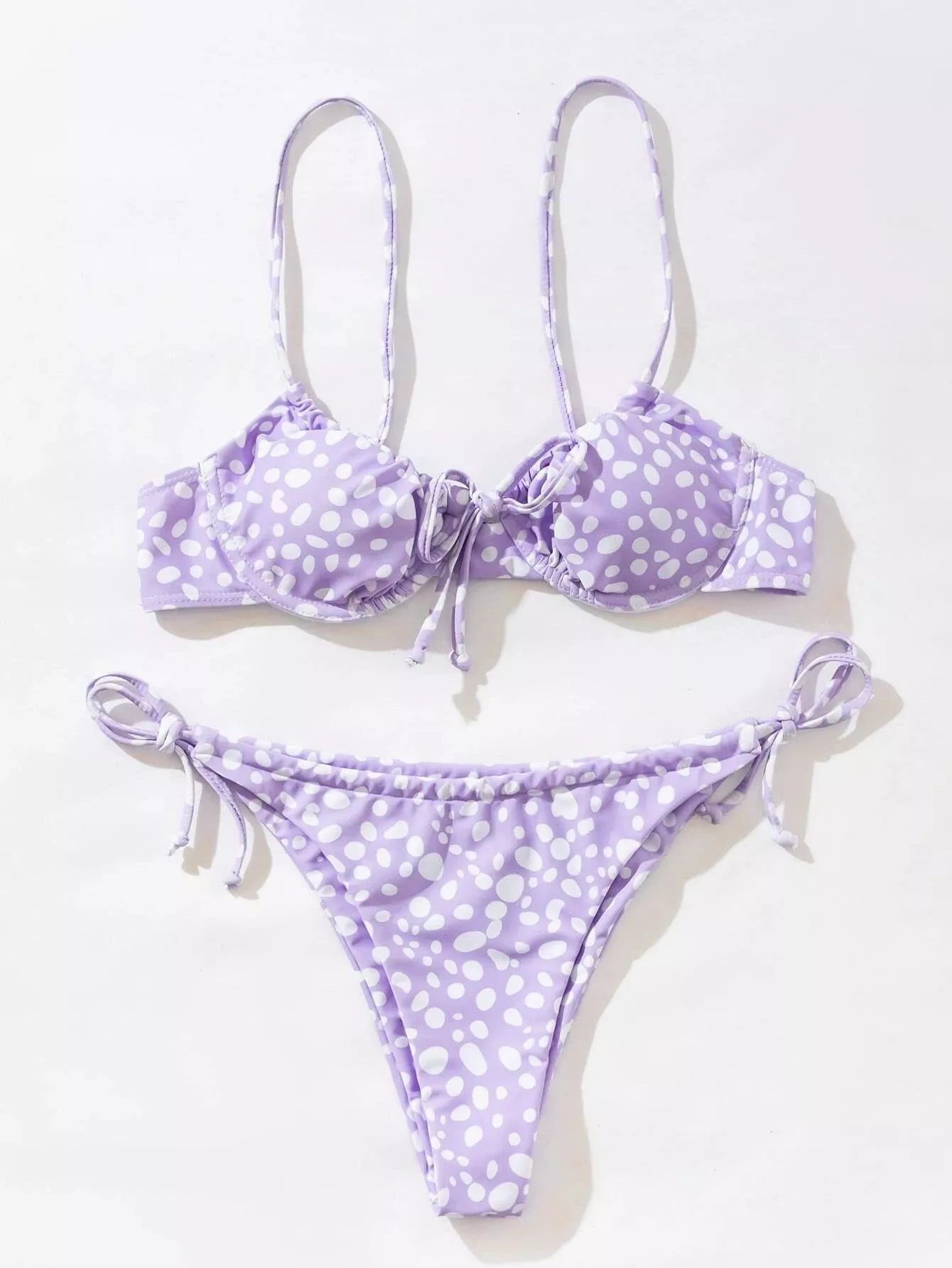 Women's green and purple split swimsuit bikini in polyester, sizes S to L