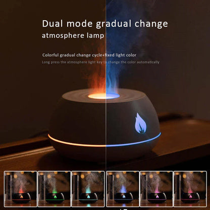 Aromatherapy Mist Humidifier with Flame-like Lighting Effects, USB-Powered Relaxation Device for Home