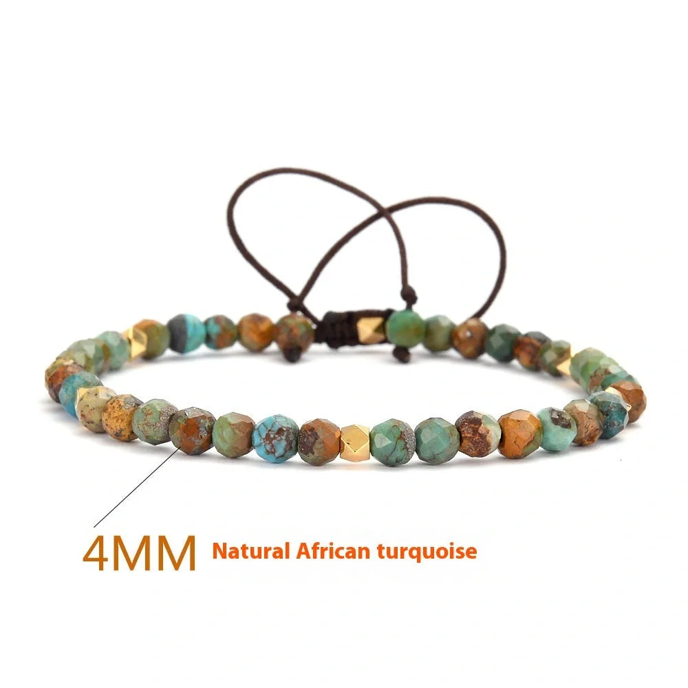 Adjustable Natural African Turquoise Braided Bracelet with vivid colour stones