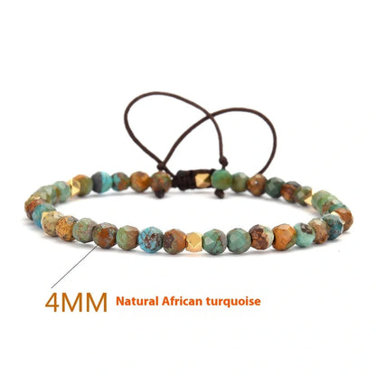 Adjustable Natural African Turquoise Braided Bracelet with vivid colour stones