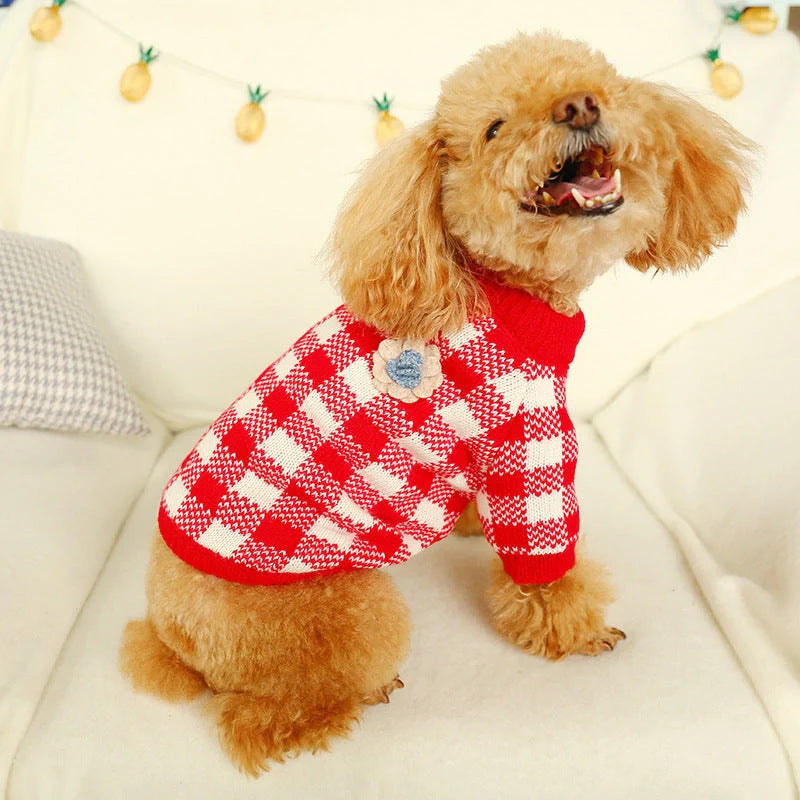 Bowknot Hollow Knit Dog Sweater in various colours and sizes