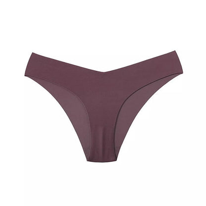 Women's V-shaped Waistband Seamless Ice Silk Panties in 5-colour set