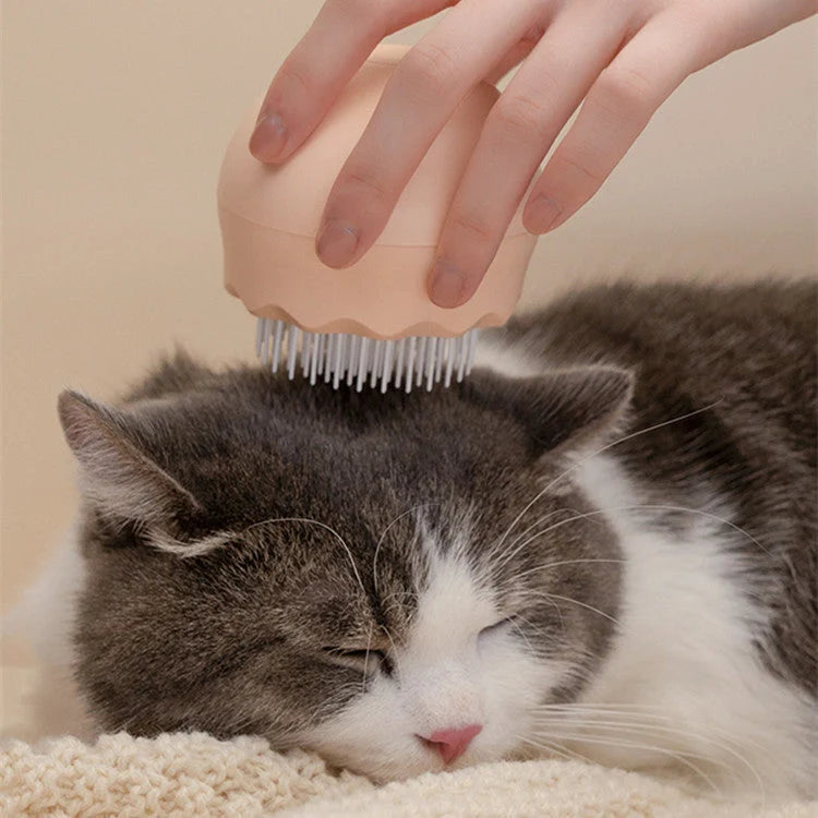 Floating Massage Pet Needle Comb for cat grooming in orange pink and baby blue