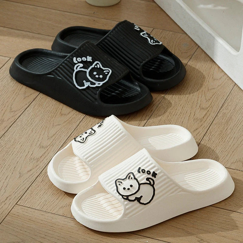 Women's non-slip cat slippers in assorted colours for summer wear