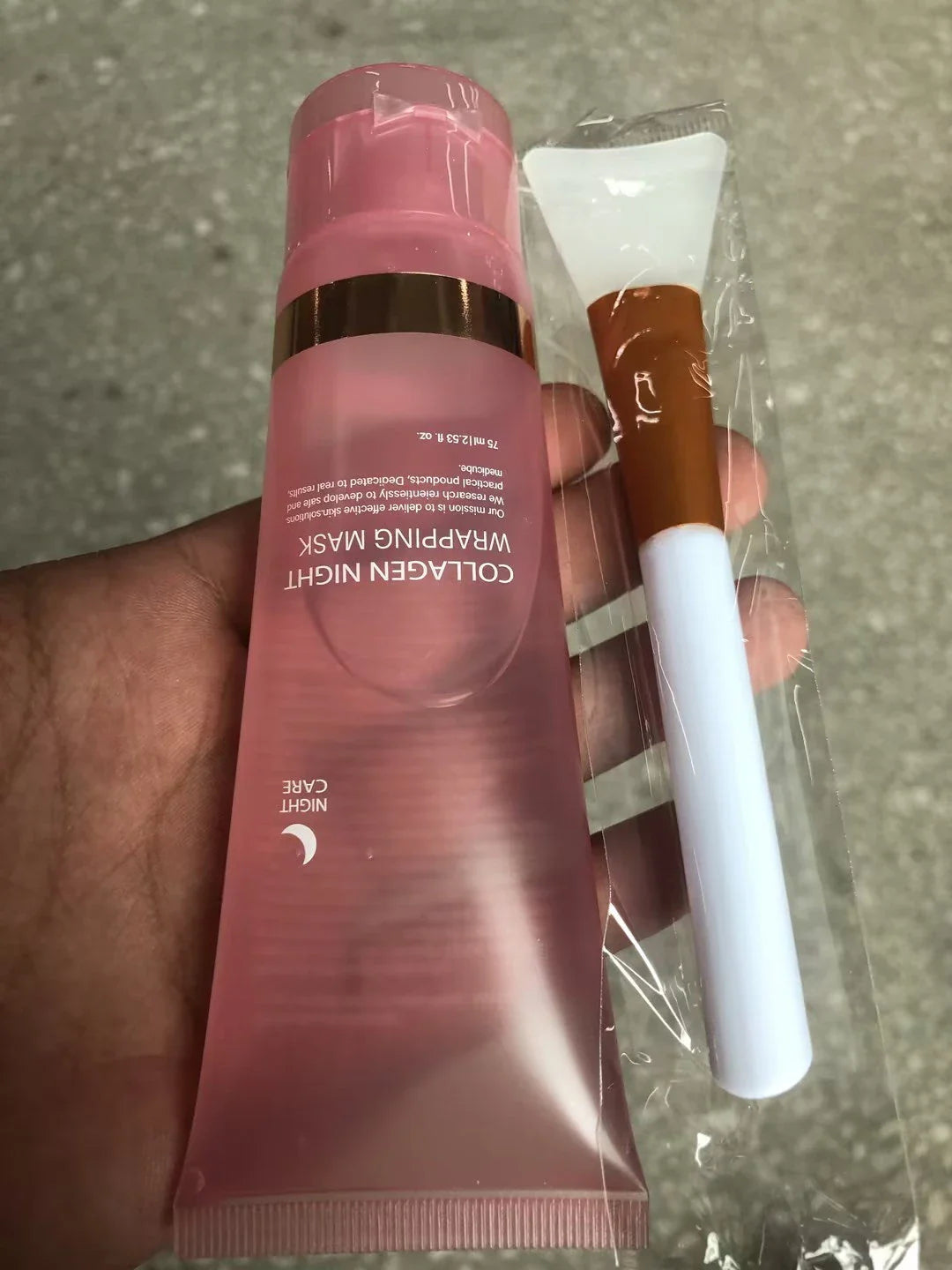 Rejuvenating collagen-infused night mask with innovative tear-off design and specialist application brush for visibly firmer, more hydrated and smoother skin