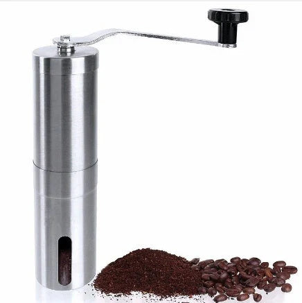 Premium hand coffee grinder with stainless steel construction and ceramic burr mechanism for consistent, precise grinding