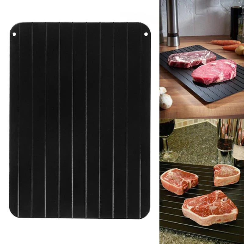 Rapid aluminium defrosting tray for quickly thawing frozen meats, seafood, and other frozen foods