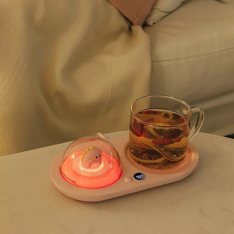 Cosy Hot Cup Warmer with PTC heating technology, temperature control, aroma diffuser, and night light features