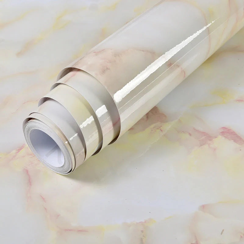 Elegant marble effect wallpaper for kitchen and bathroom renovation