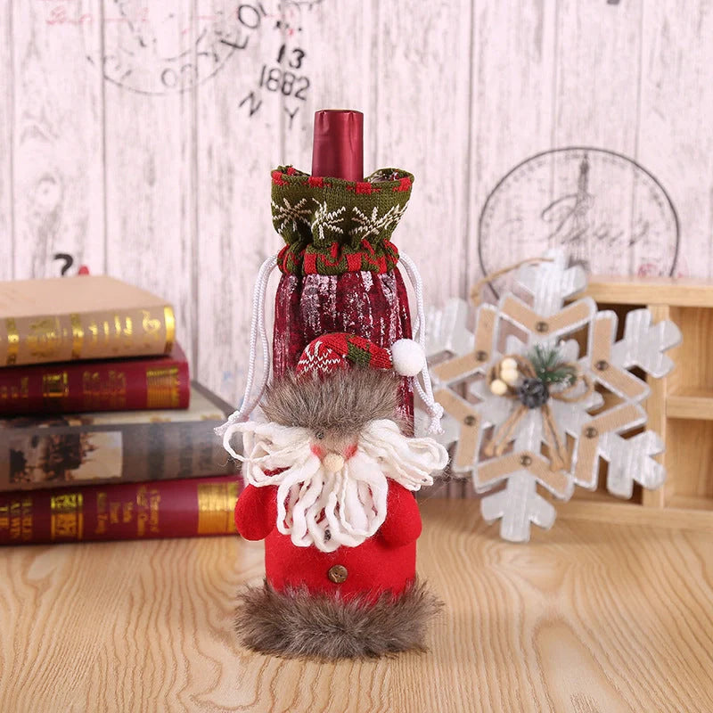 Festive Christmas wine bottle socks in vibrant colours, 14cm x 31cm