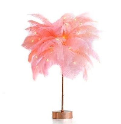 Elegant feather lamp with a vintage-inspired Scandinavian design, featuring adjustable lighting and versatile power options.
