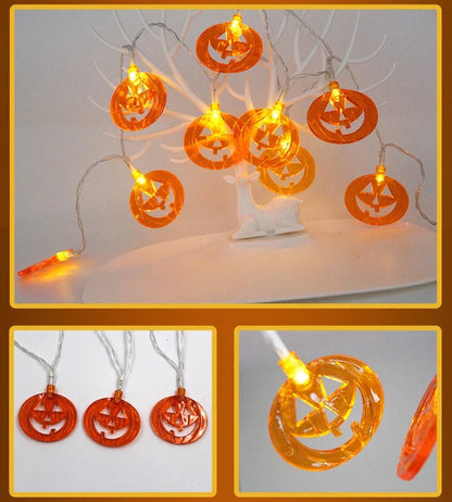 Spooktacular Halloween string lights with pumpkins, ghosts, and other festive decorations