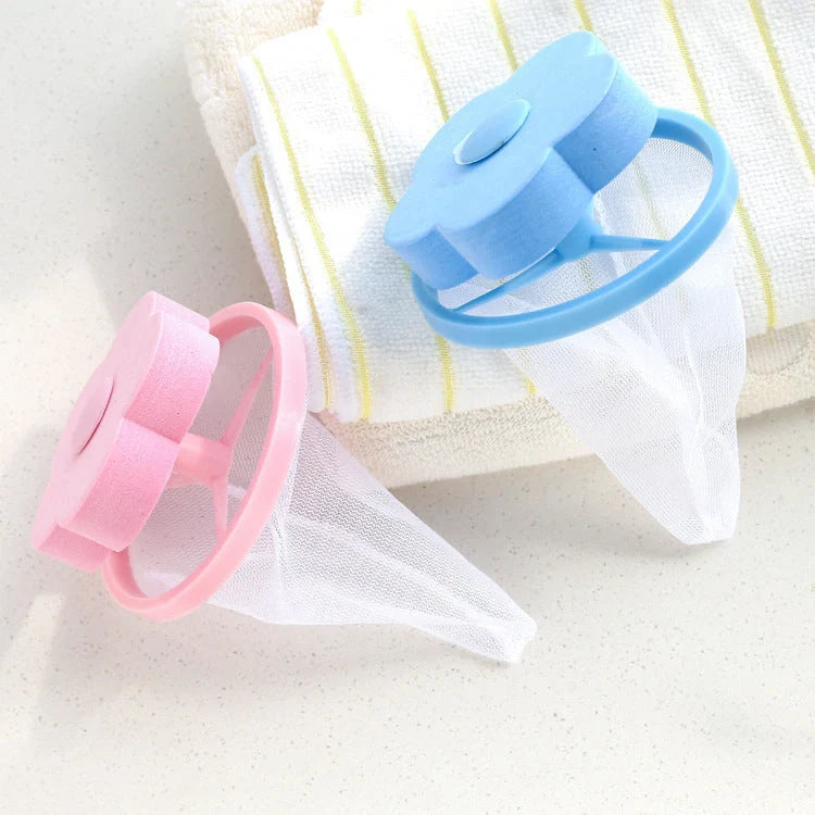 Flower-designed float filter for washing machine hair removal, 9.5cm by 4.0cm