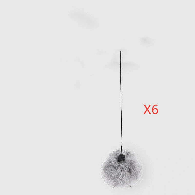 Interactive electronic motion cat toy with real fur ball, 7cm diameter, for stimulating play