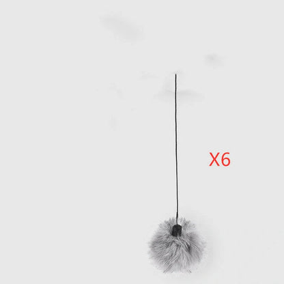 Interactive electronic motion cat toy with real fur ball, 7cm diameter, for stimulating play