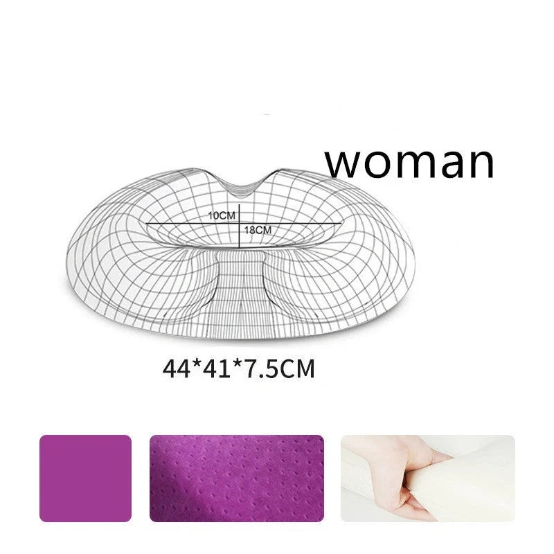 Premium memory foam seat cushion with tailored design for men and women, featuring breathable materials and a removable cover for easy cleaning.