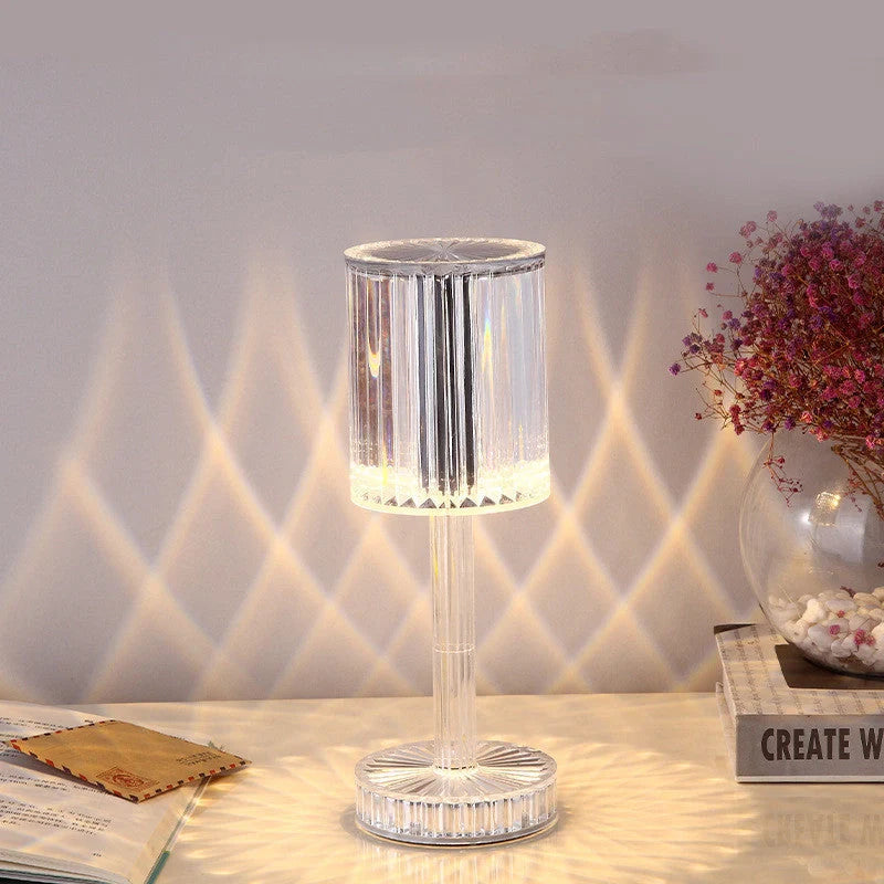 Elegant crystal table lamp with dimmable LED and touch control for home and hotel decor