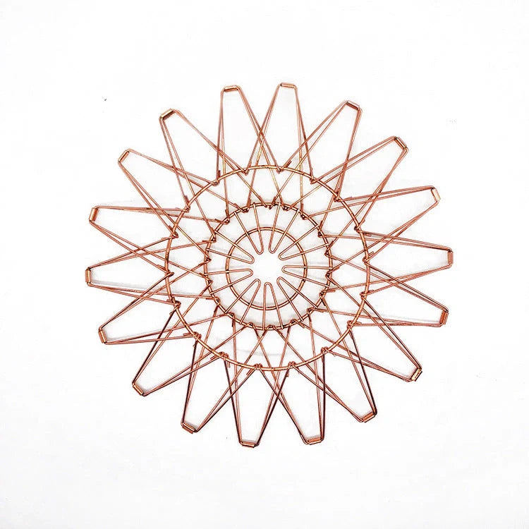 Stainless steel foldable fruit tray with copper finish for kitchen storage