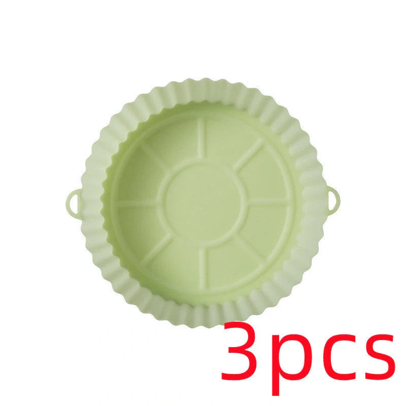 Round silicone baking tray mat for air fryer in various colours