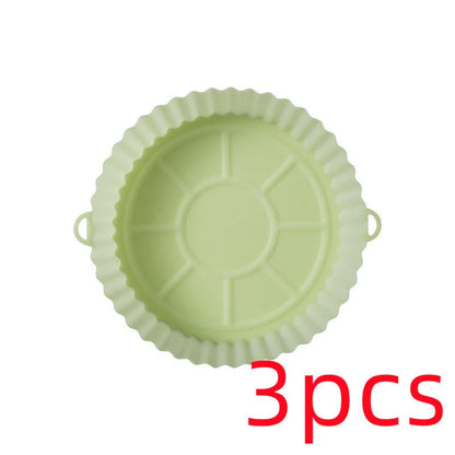 Round silicone baking tray mat for air fryer in various colours