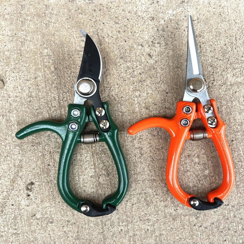 Multifunctional garden scissors with safety buckle and stainless steel spring for durable pruning