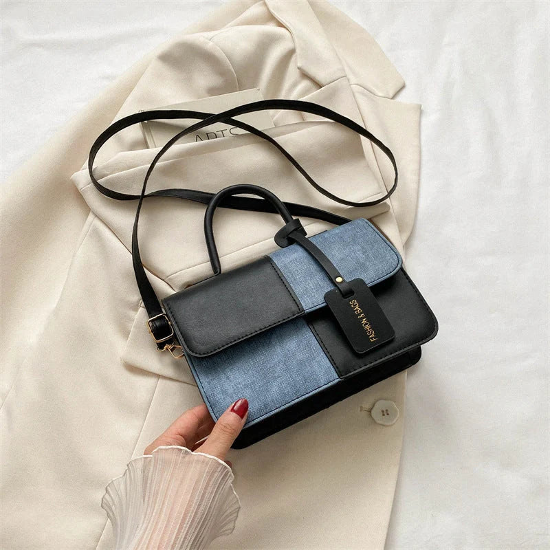 Street trend PU messenger bag with adjustable shoulder strap in black, white, brown, and coffee