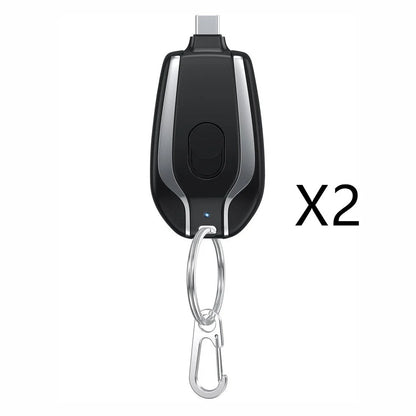 A compact, 1500mAh portable power bank with a keychain design, featuring a waterproof and durable construction for on-the-go charging of smartphones, tablets, and other USB-powered devices.
